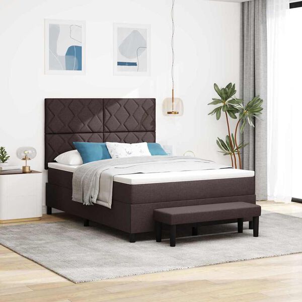 vidaXL Lit &agrave; ressorts avec matelas Marron fonc&eacute; 160 x 200 cm tissu
