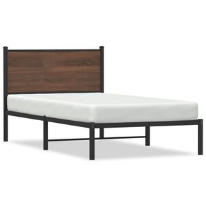 vidaXL Cadre de lit en m&eacute;tal sans matelas ch&ecirc;ne marron 100x200 cm