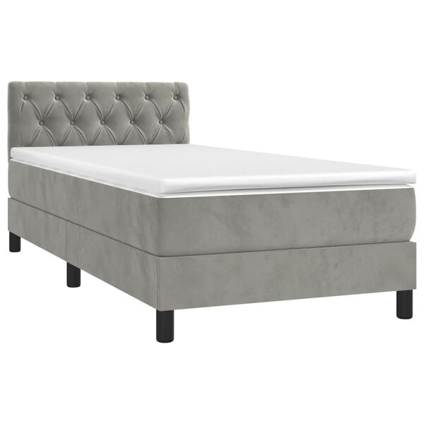 vidaXL Sommier &agrave; lattes de lit et matelas Gris clair 80x200 cm Velours