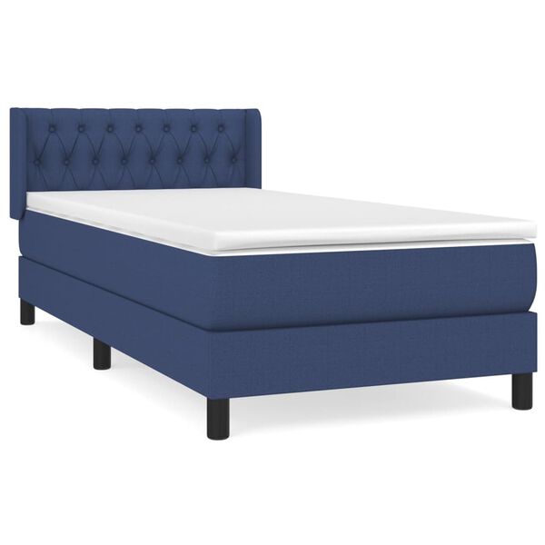 vidaXL Sommier &agrave; lattes de lit avec matelas Bleu 100x200 cm Tissu