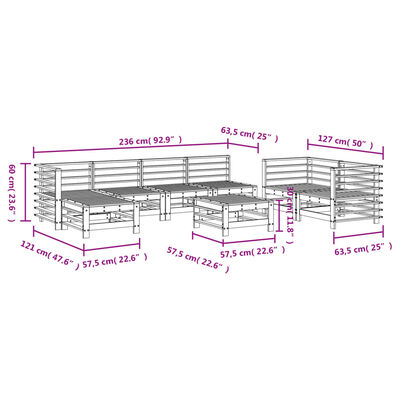 vidaXL Salon de jardin 8 pcs bois massif douglas