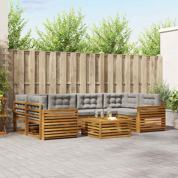 vidaXL Ensemble de canap&eacute;s d'ext&eacute;rieur 7 pcs Gris Naturel et Clair