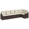 vidaXL Ensemble de canap&eacute; de jardin 6 pc Marron et blanc polyrotin