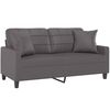 vidaXL Canap&eacute; 2 places avec oreillers d&eacute;coratifs gris 140cm similicuir