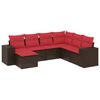 vidaXL Ensemble de canap&eacute; de jardin 7 pcs avec coussins marron r&eacute;sine tress&eacute;e