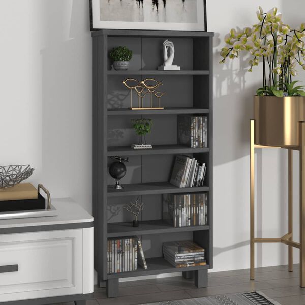 vidaXL Armoire &agrave; CD HAMAR Gris fonc&eacute; 45x18x100 cm Bois massif de pin