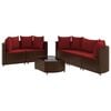 vidaXL Salon de jardin avec coussins 6 pcs marron r&eacute;sine tress&eacute;e