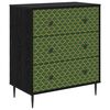 vidaXL Commode GELEEN Impression g&eacute;om&eacute;trique &eacute;meraude Ch&ecirc;ne noir