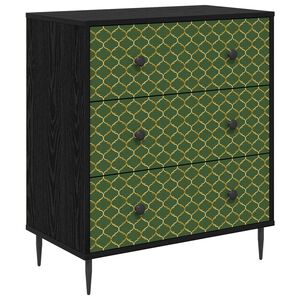 vidaXL Commode GELEEN Impression g&eacute;om&eacute;trique &eacute;meraude Ch&ecirc;ne noir