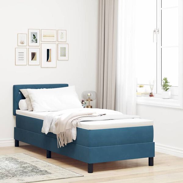 vidaXL Lit &agrave; ressorts avec matelas Bleu fonc&eacute; 80 x 200 cm Velours