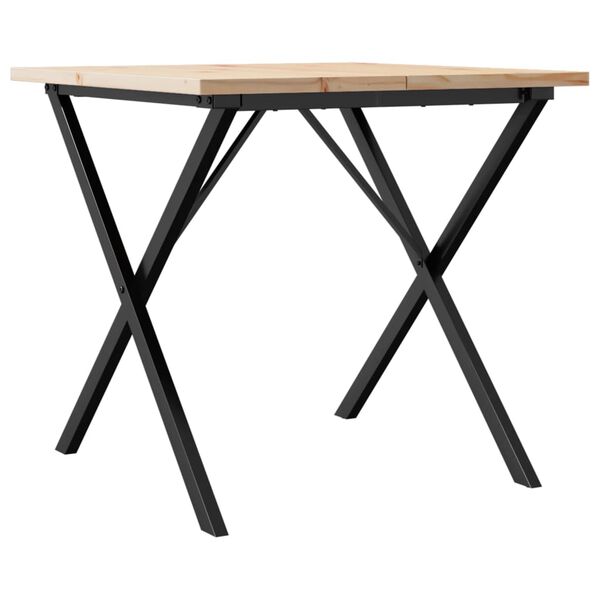 vidaXL Table &agrave; manger cadre en X 90x90x75,5cm bois de pin massif acier