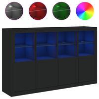 vidaXL Buffets avec lumières LED 3 pcs noir bois d'ingénierie