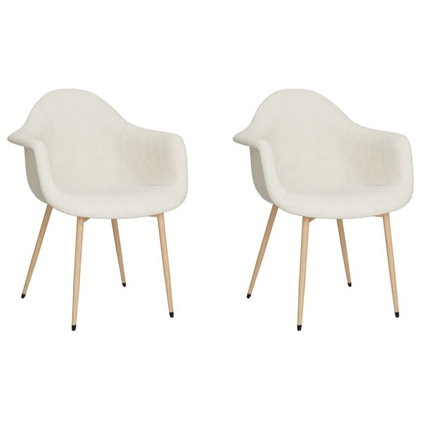 vidaXL Chaises &agrave; manger lot de 2 cr&egrave;me tissu