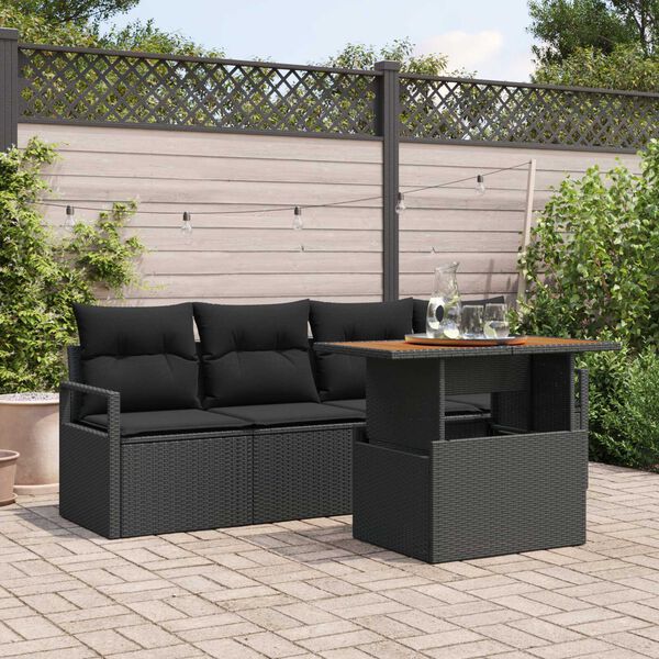 vidaXL Ensemble de canap&eacute; de jardin avec coussin 5 pcs Noir
