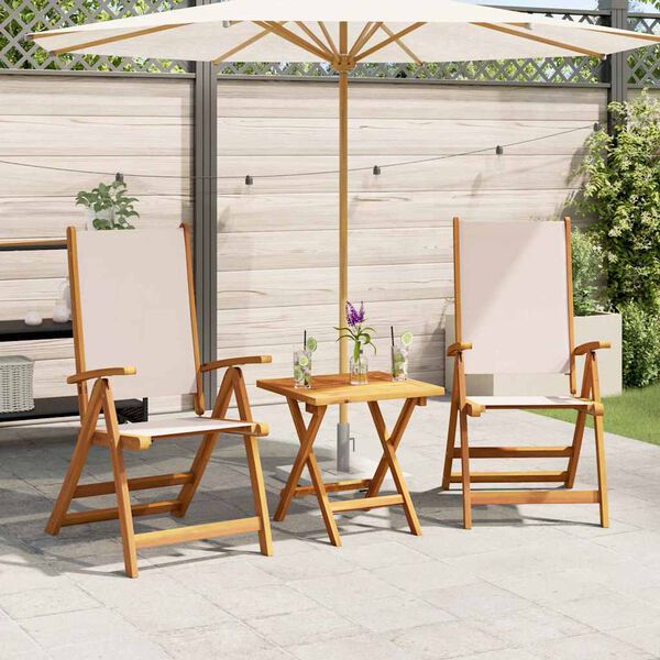 vidaXL Chaises pliables de jardin lot de 2 bois d'acacia et textil&egrave;ne