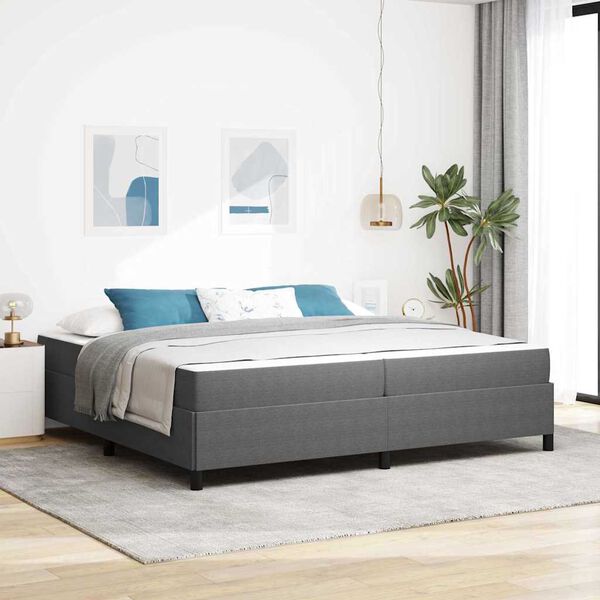 vidaXL Cadre de lit avec matelas Gris clair 200 x 200 cm tissu