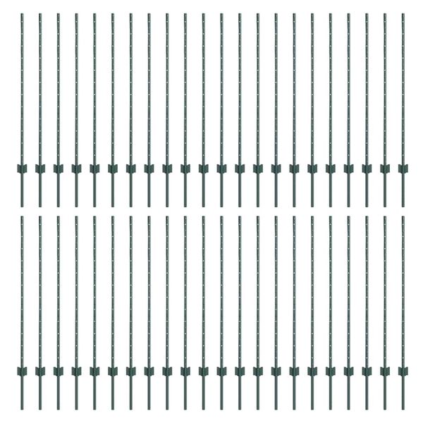 vidaXL Poteaux de clôture 44 pcs Vert 160 cm Acier