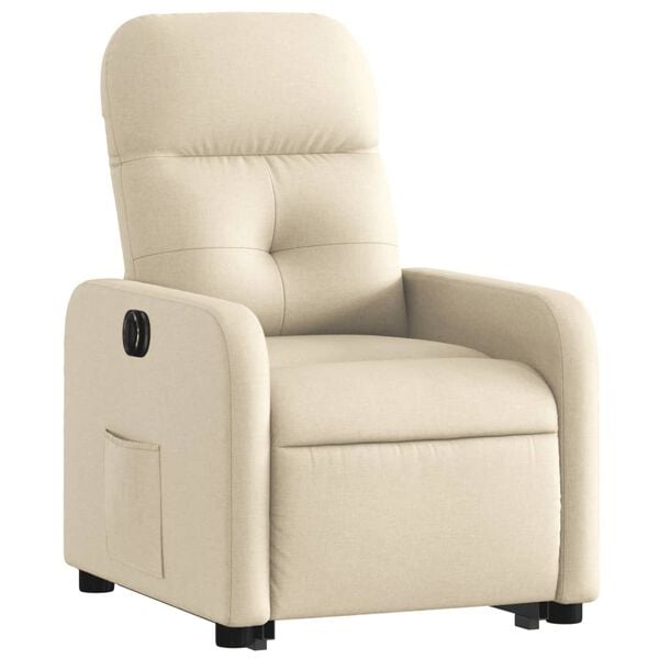 vidaXL Fauteuil inclinable électrique crème tissu