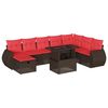 vidaXL Ensemble de canap&eacute; de jardin 9 pcs avec coussins marron r&eacute;sine tress&eacute;e