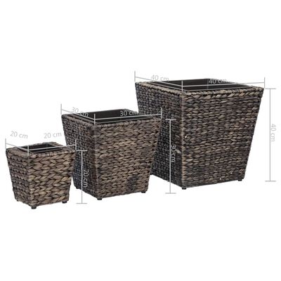 vidaXL Lits surélevés 3 pcs Jacinthe d'eau Marron