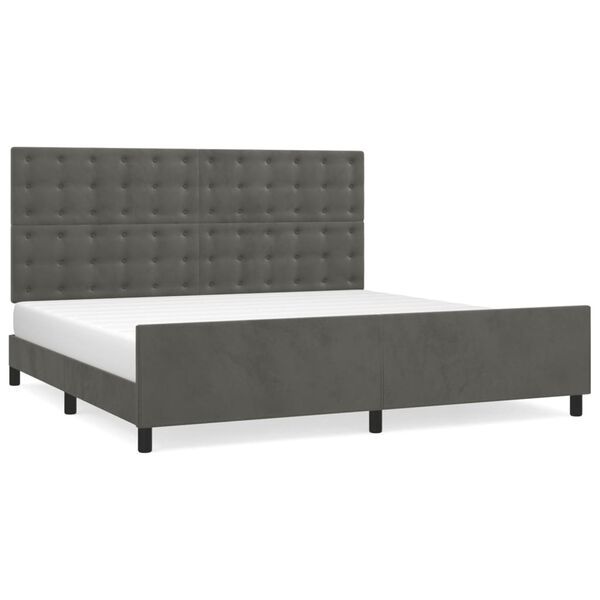 vidaXL Cadre de lit sans matelas gris fonc&eacute; 200x200 cm velours