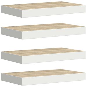 vidaXL &Eacute;tag&egrave;res flottantes 4 pcs Ch&ecirc;ne et blanc 40x23x3,8 cm MDF