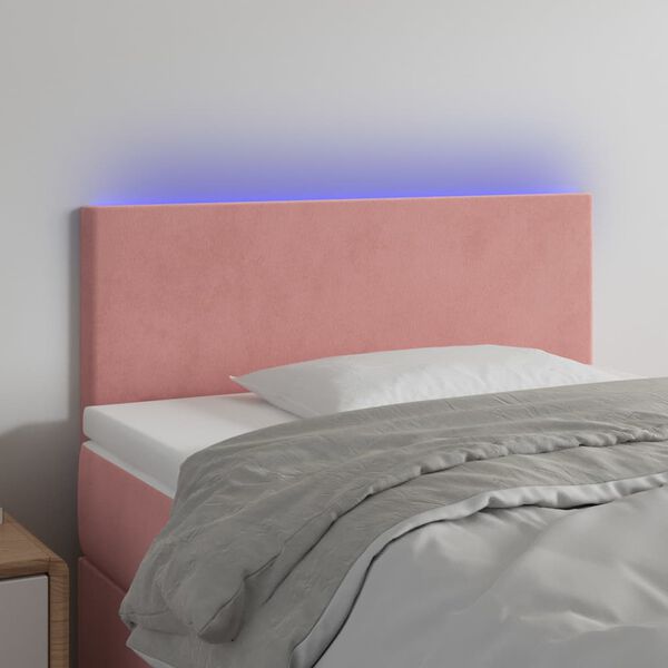 vidaXL T&ecirc;te de lit &agrave; LED Rose 80x5x78/88 cm Velours