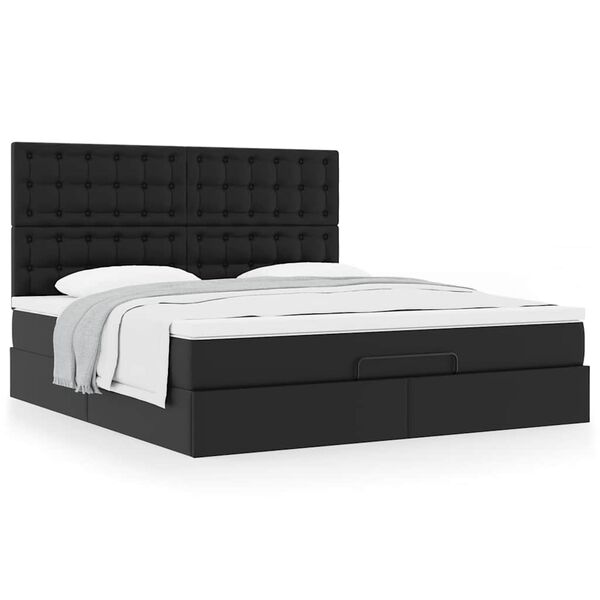 vidaXL Cadre de lit ottoman avec matelas noir 180x200 cm similicuir