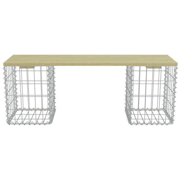 vidaXL Banc &agrave; gabion 120 cm Acier galvanis&eacute; et pin&egrave;de
