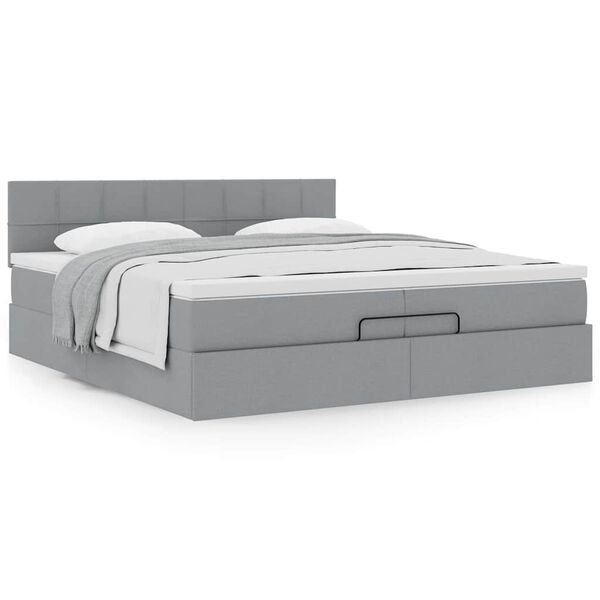 VidaXL Cadre de lit ottoman avec matelas gris clair 200x200 cm tissu