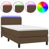 vidaXL Sommier &agrave; lattes de lit et matelas et LED Marron fonc&eacute; 90x190cm