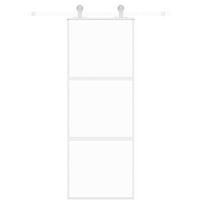 vidaXL Porte coulissante blanc 76x205 cm verre trempé aluminium