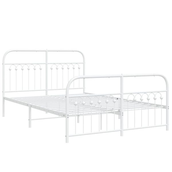 vidaXL Cadre de lit m&eacute;tal sans matelas et pied de lit blanc 140x200 cm