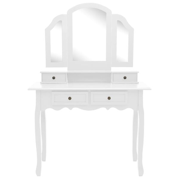 vidaXL Ensemble de coiffeuse et tabouret Blanc 100x40x146 cm Paulownia