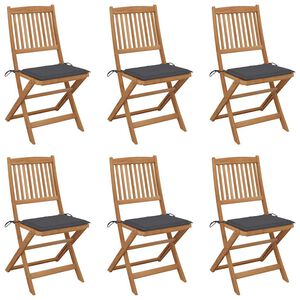 vidaXL Chaises pliables de jardin lot de 6 avec coussins Bois d'acacia
