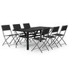 vidaXL Ensemble &agrave; manger de jardin 7 pcs Gris et noir