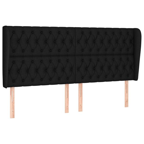 vidaXL T&ecirc;te de lit avec oreilles Noir 203x23x118/128 cm Tissu