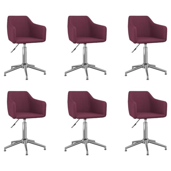 vidaXL Chaises pivotantes &agrave; manger lot de 6 violet tissu