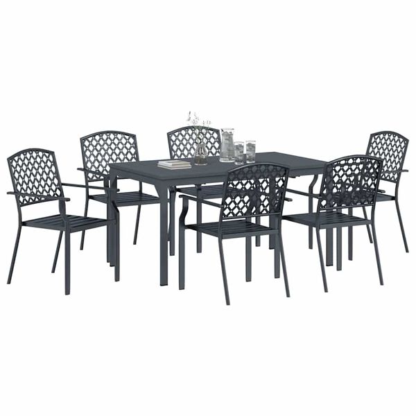 vidaXL Ensemble de salle &agrave; manger pour jardin 7 pcs Anthracite