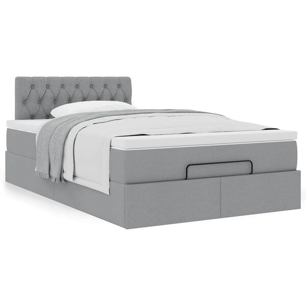 vidaXL Lit ottoman avec matelas gris clair 120x190 cm tissu