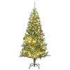 vidaXL Sapin de No&euml;l artificiel 300 LED&boules&neige floqu&eacute;e 210 cm
