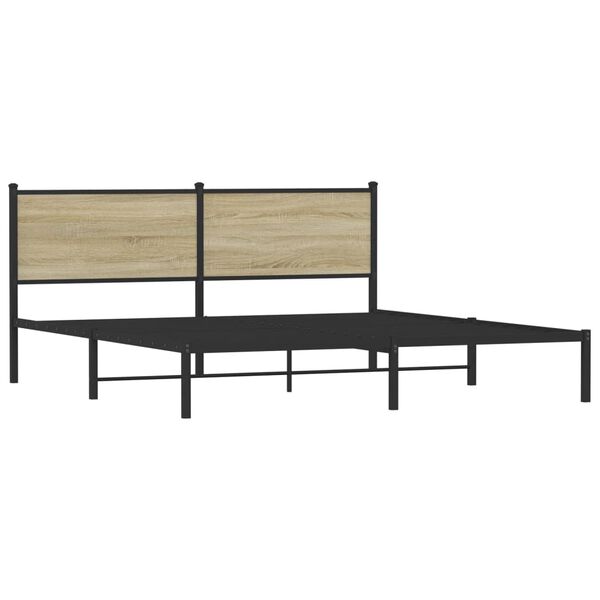 vidaXL Cadre de lit en m&eacute;tal sans matelas ch&ecirc;ne sonoma 180x200 cm