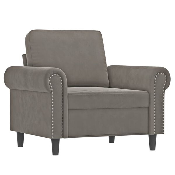 vidaXL Fauteuil avec repose-pied Gris clair 60 cm Velours