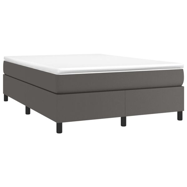vidaXL Sommier &agrave; lattes de lit avec matelas Gris 140x190 cm Similicuir