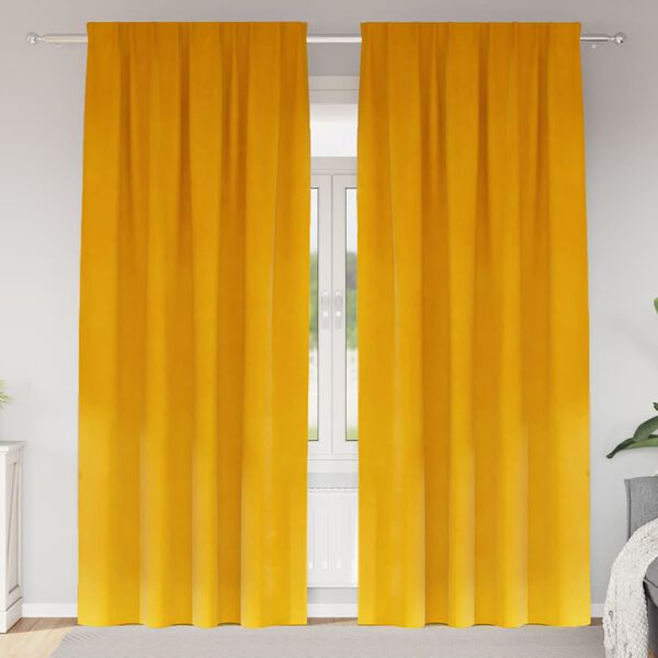 vidaXL Rideaux occultants 2 pcs Jaune moutarde 140 x 245 cm Velours