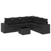 vidaXL Salon de jardin 7 pcs avec coussins noir r&eacute;sine tress&eacute;e