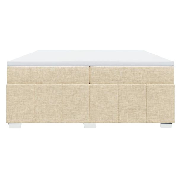 vidaXL Sommier &agrave; lattes de lit avec matelas Cr&egrave;me 200x200 cm Tissu