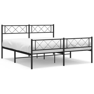 vidaXL Cadre de lit m&eacute;tal sans matelas avec pied de lit noir 140x200cm