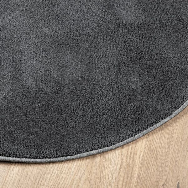 vidaXL Tapis OVIEDO &agrave; poils courts anthracite &Oslash; 80 cm