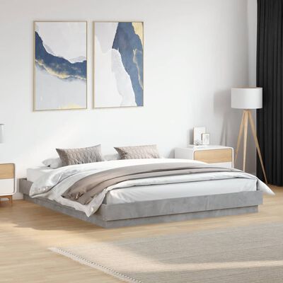 vidaXL Cadre de lit avec lumières LED gris béton 180x200 cm